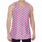 Pink White And Navy Chevron Print Men's Velvet Tank Top