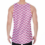 Pink White And Navy Chevron Print Men's Velvet Tank Top