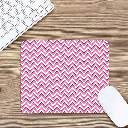 Pink White And Navy Chevron Print Mouse Pad