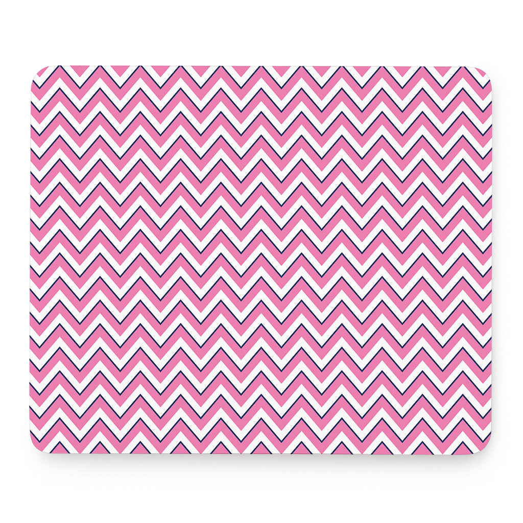 Pink White And Navy Chevron Print Mouse Pad
