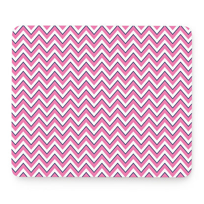 Pink White And Navy Chevron Print Mouse Pad