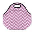Pink White And Navy Chevron Print Neoprene Lunch Bag