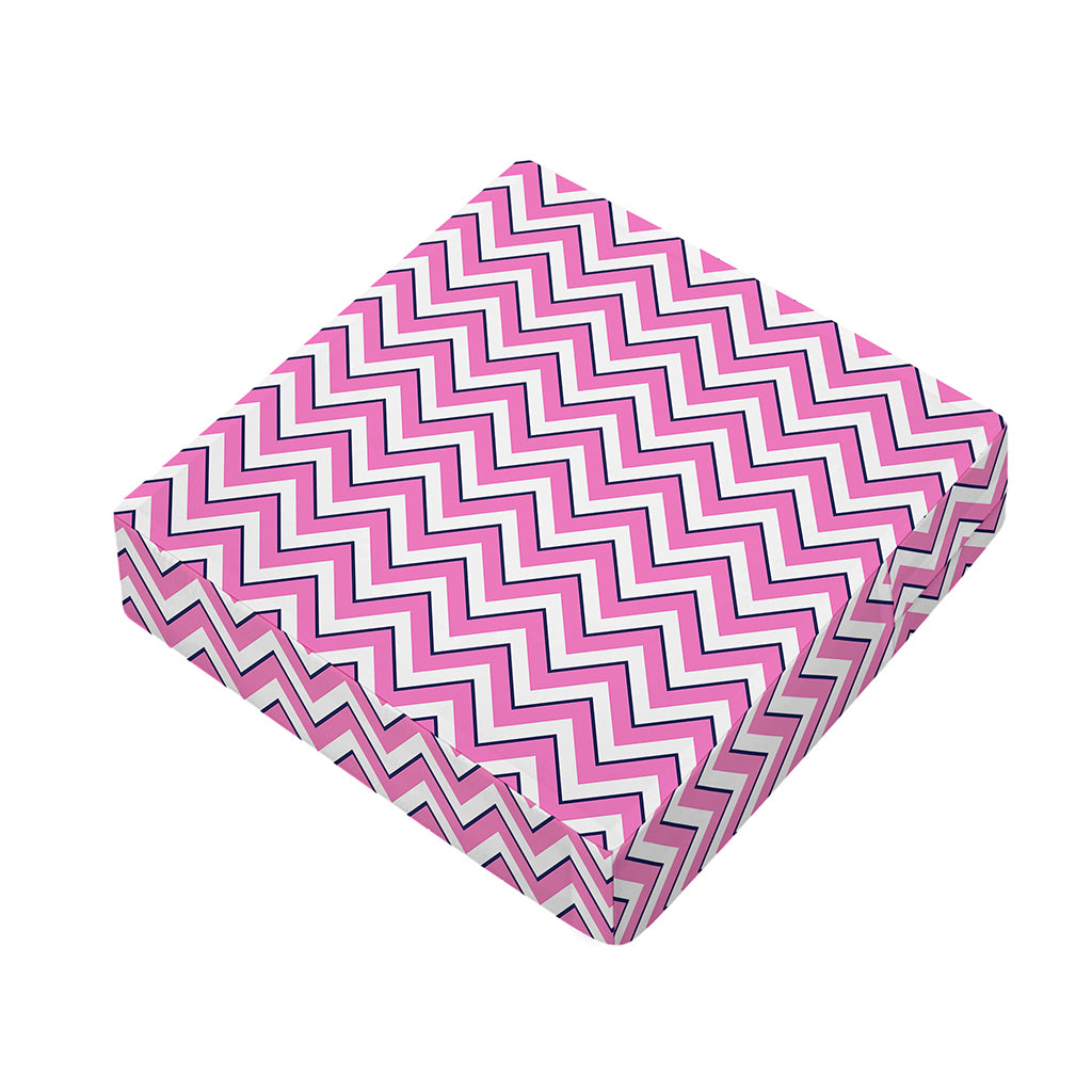 Pink White And Navy Chevron Print Outdoor Seat Cushion Cover
