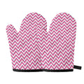 Pink White And Navy Chevron Print Oven Mitts