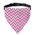 Pink White And Navy Chevron Print Over The Collar Dog Bandana