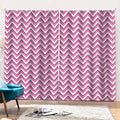 Pink White And Navy Chevron Print Pencil Pleat Curtains