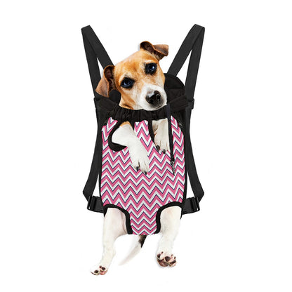 Pink White And Navy Chevron Print Pet Carrier Backpack