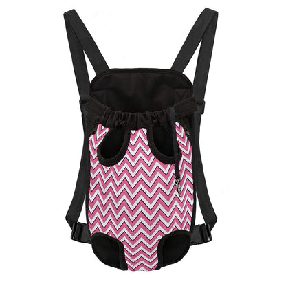 Pink White And Navy Chevron Print Pet Carrier Backpack