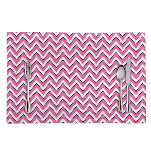Pink White And Navy Chevron Print Placemat