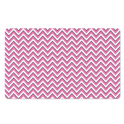 Pink White And Navy Chevron Print Polyester Doormat