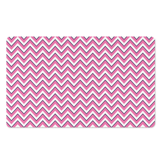 Pink White And Navy Chevron Print Polyester Doormat