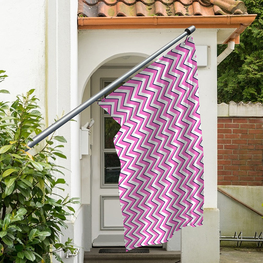 Pink White And Navy Chevron Print Polyester Flag