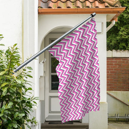 Pink White And Navy Chevron Print Polyester Flag