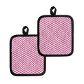 Pink White And Navy Chevron Print Pot Holders