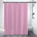 Pink White And Navy Chevron Print Premium Shower Curtain