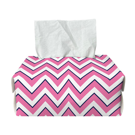 Pink White And Navy Chevron Print Rectangle Tissue Box Cover