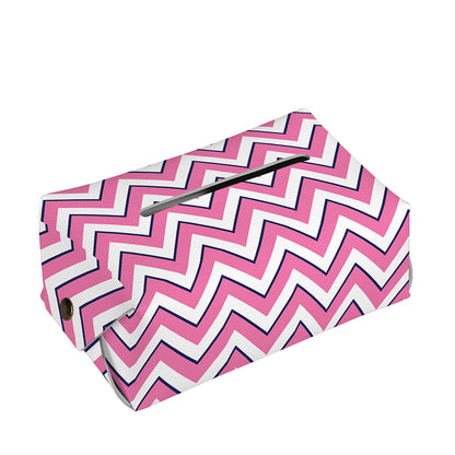 Pink White And Navy Chevron Print Rectangle Tissue Box Cover