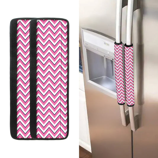 Pink White And Navy Chevron Print Refrigerator Handle Covers