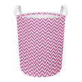 Pink White And Navy Chevron Print Round Laundry Basket