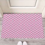 Pink White And Navy Chevron Print Rubber Doormat