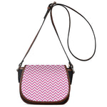 Pink White And Navy Chevron Print Saddle Bag