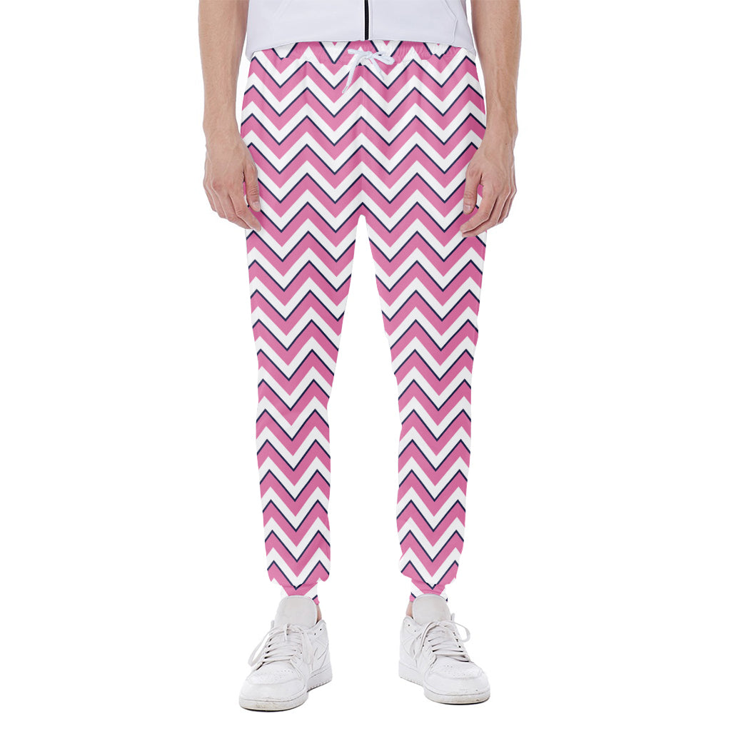 Pink White And Navy Chevron Print Scuba Joggers