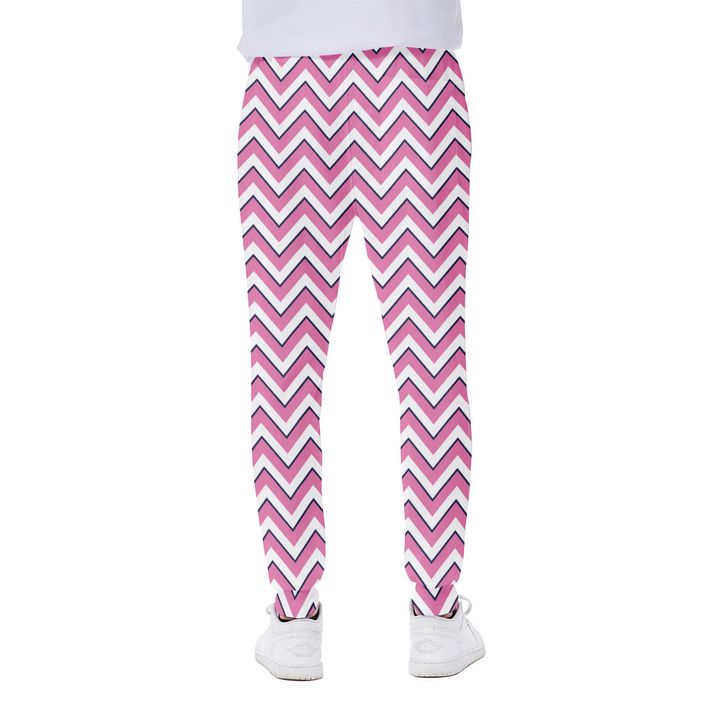 Pink White And Navy Chevron Print Scuba Joggers