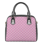 Pink White And Navy Chevron Print Shoulder Handbag