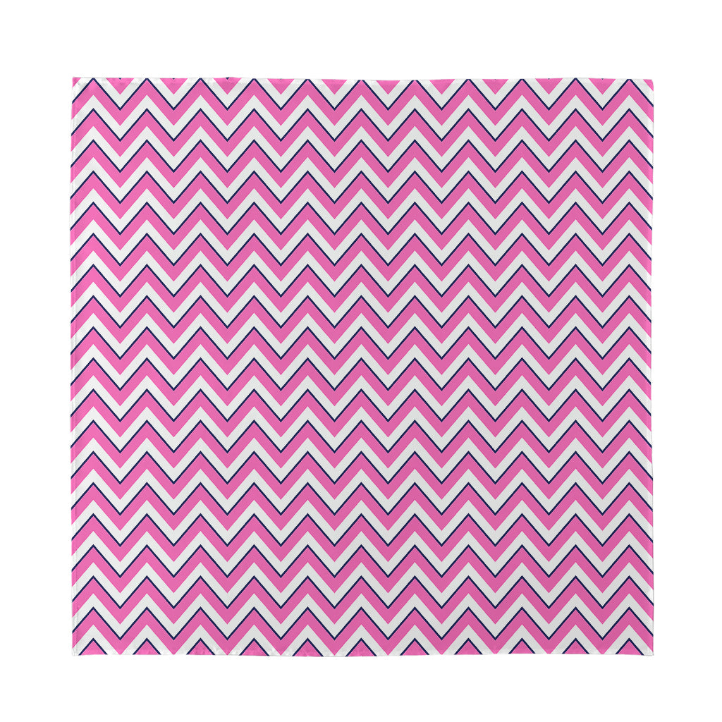 Pink White And Navy Chevron Print Silk Bandana