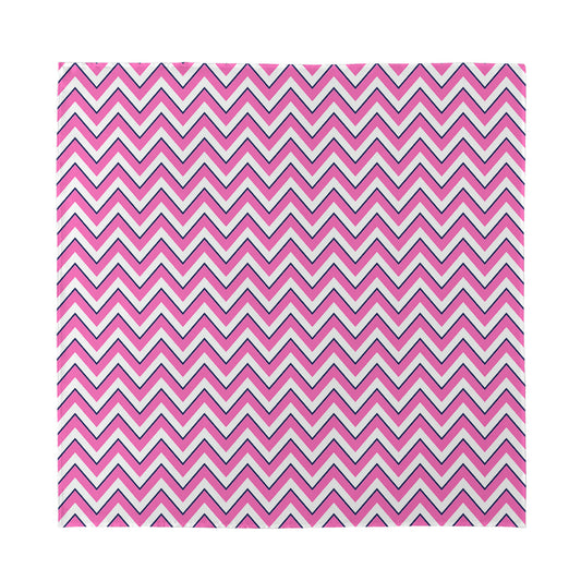 Pink White And Navy Chevron Print Silk Bandana