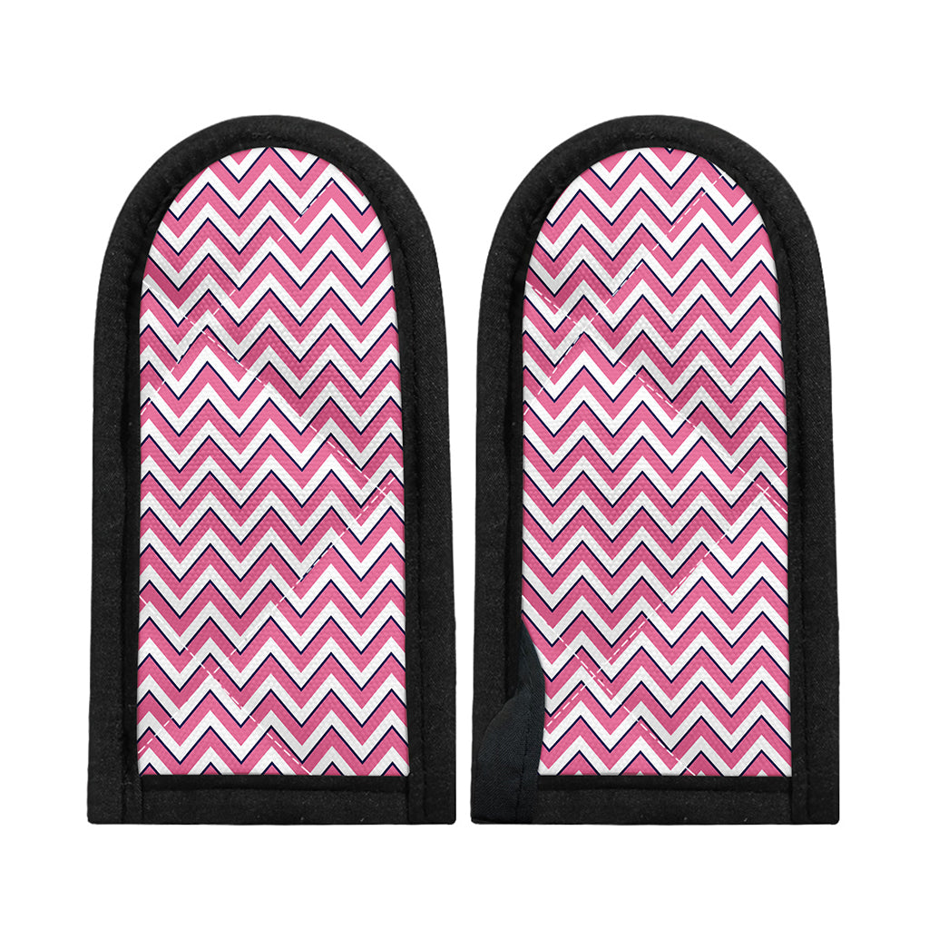 Pink White And Navy Chevron Print Skillet Handle Cover