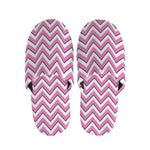 Pink White And Navy Chevron Print Slippers