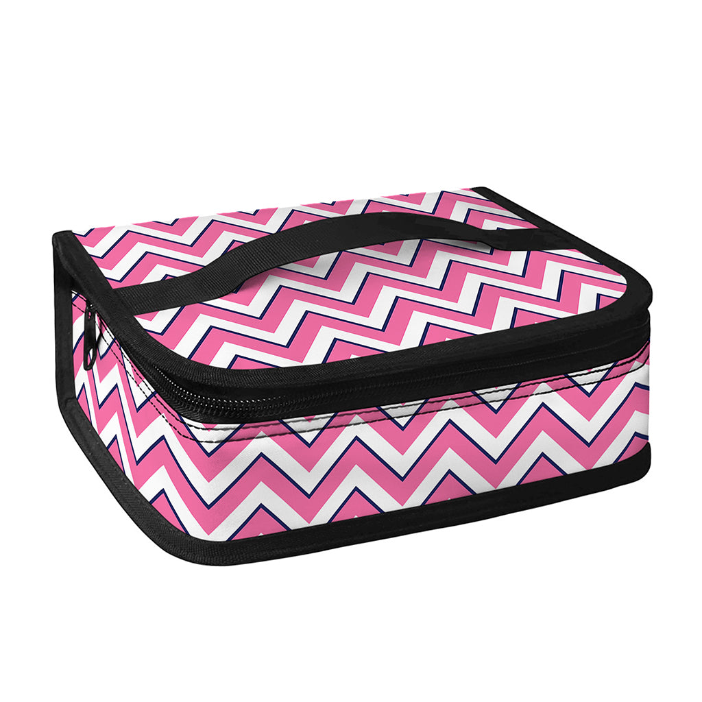 Pink White And Navy Chevron Print Small Lunch Bag