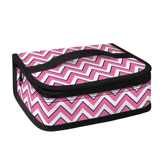 Pink White And Navy Chevron Print Small Lunch Bag