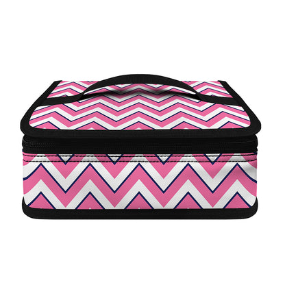 Pink White And Navy Chevron Print Small Lunch Bag