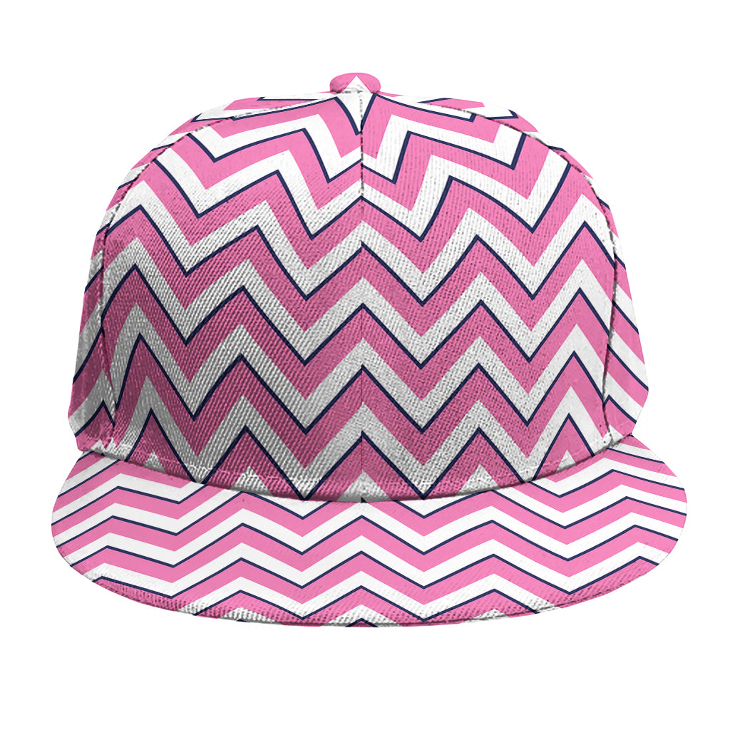 Pink White And Navy Chevron Print Snapback Cap