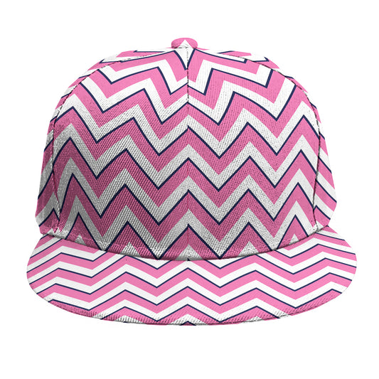 Pink White And Navy Chevron Print Snapback Cap