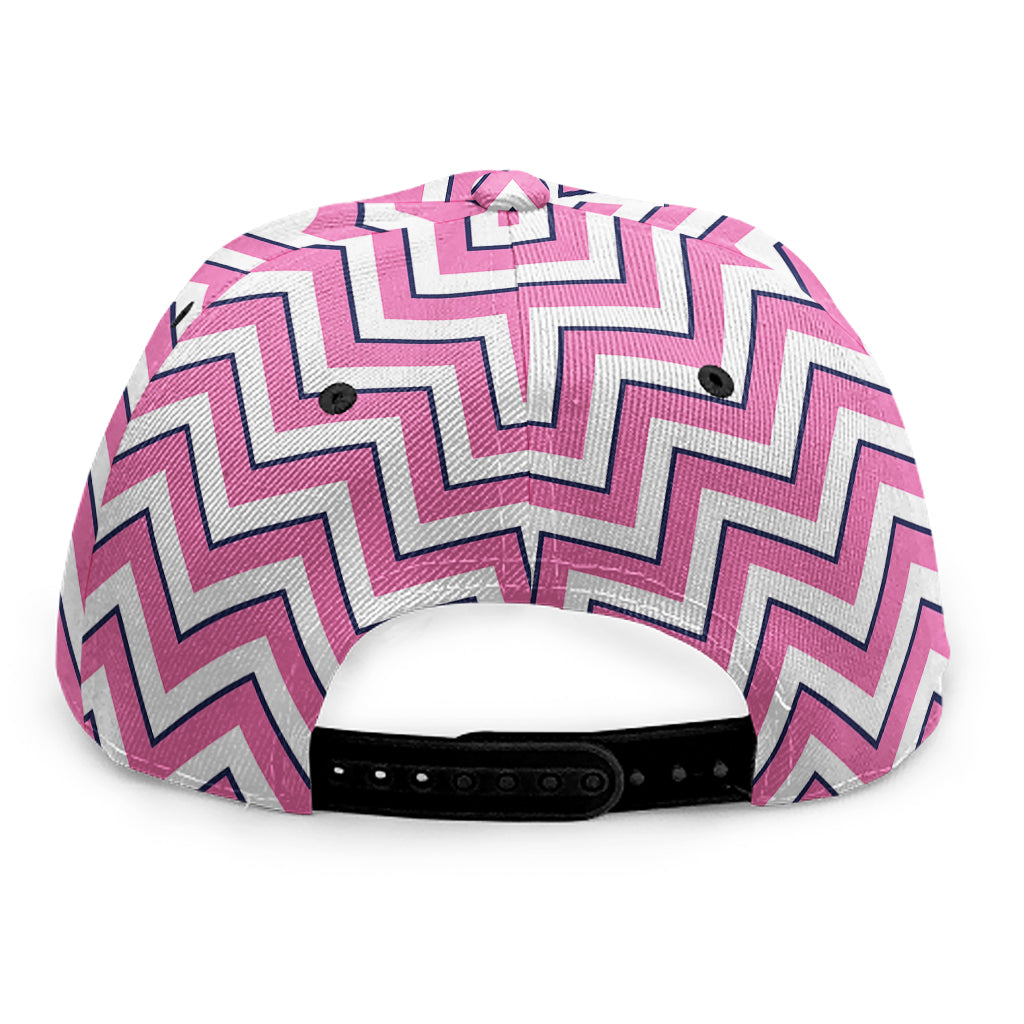 Pink White And Navy Chevron Print Snapback Cap