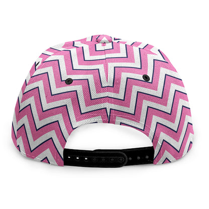 Pink White And Navy Chevron Print Snapback Cap