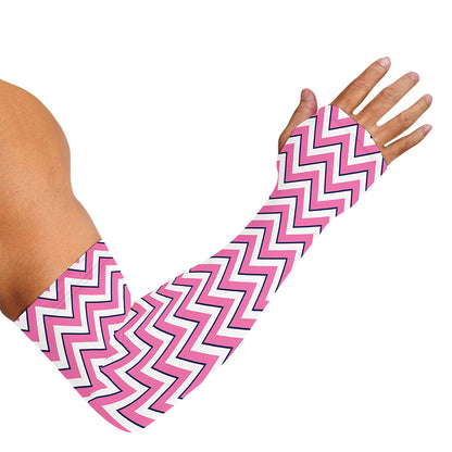 Pink White And Navy Chevron Print Sun Protection Arm Sleeves