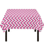 Pink White And Navy Chevron Print Tablecloth