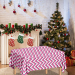 Pink White And Navy Chevron Print Tablecloth