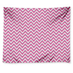 Pink White And Navy Chevron Print Tapestry