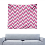 Pink White And Navy Chevron Print Tapestry