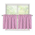 Pink White And Navy Chevron Print Tier Curtains
