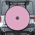 Pink White And Navy Chevron Print Tire Cover With Camera Hole