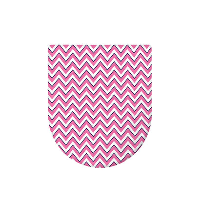 Pink White And Navy Chevron Print Toilet Lid Cover