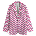 Pink White And Navy Chevron Print Women's Blazer