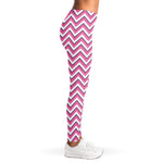 Pink White And Navy Chevron Print Women's Leggings