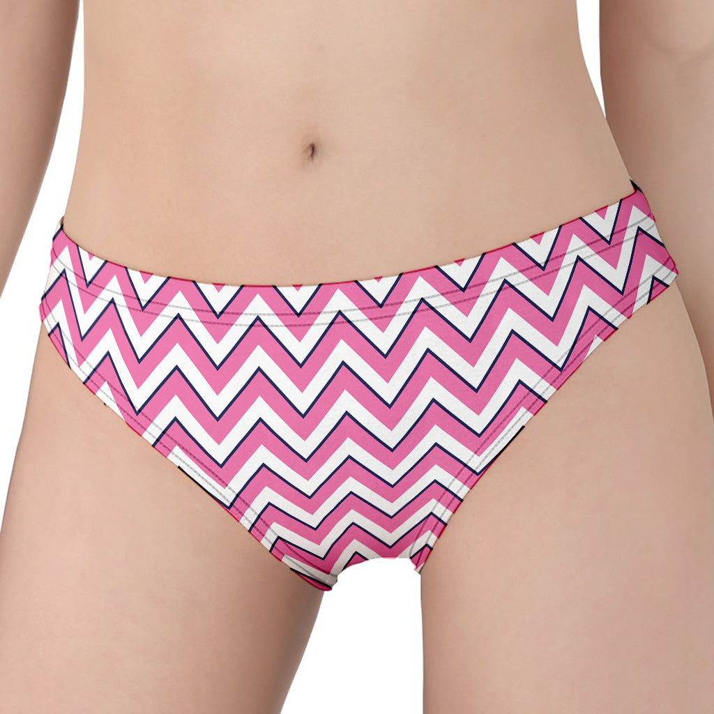 Pink White And Navy Chevron Print Women's Panties